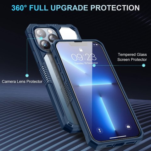 ETUI APPLE IPHONE 13 PRO MAX MOCNA GRANATOWA RAMKA +SZKŁO HARTOWANE