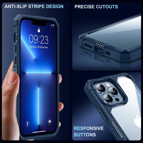 ETUI APPLE IPHONE 13 PRO MAX MOCNA GRANATOWA RAMKA +SZKŁO HARTOWANE