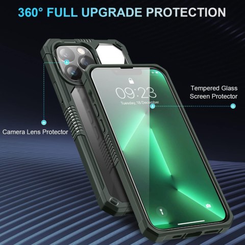 ETUI APPLE IPHONE 13 PRO MAX MOCNA ZIELONA RAMKA +SZKŁO HARTOWANE