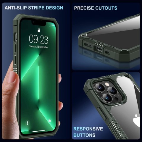 ETUI APPLE IPHONE 13 PRO MAX MOCNA ZIELONA RAMKA +SZKŁO HARTOWANE