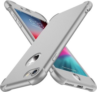 ETUI APPLE IPHONE 7/8/SE 2020 BUMPER SILIKONOWY SREBRNY +2x SZKŁO HARTOWANE