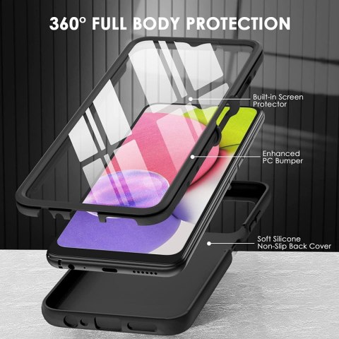 ETUI BUMPER SAMSUNG GALAXY A03s CZARNY WZMOCNIONY OCHRONA EKRANU SM-A037F