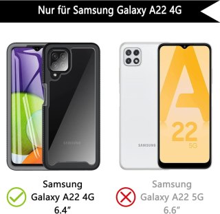 ETUI BUMPER SAMSUNG GALAXY A22 CZARNY WZMOCNIONY OCHRONA EKRANU SM-A225F