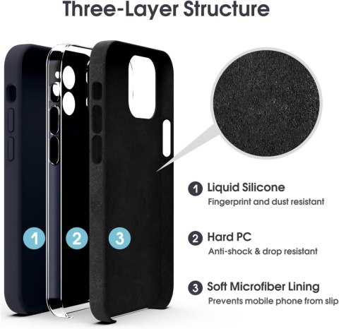 ETUI CASE APPLE IPHONE 12 SILIKONOWE CZARNE MATOWE Z MIKROFIBRĄ A2172