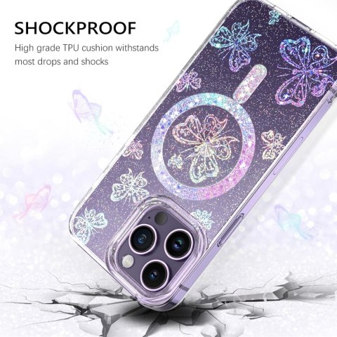 ETUI SILIKONOWE APPLE IPHONE 11 PRO BROKAT HOLO MOTYLE MAGSAFE A2160