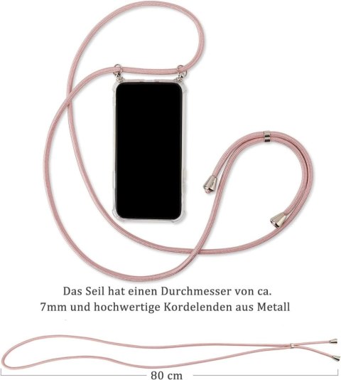 ETUI SILIKONOWE Z ŁAŃCUSZKIEM APPLE IPHONE 13 PRO RÓŻOWY A2483 A2636 A2638