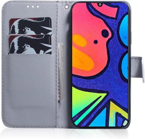 ETUI SKÓRZANE Z KLAPKĄ XIAOMI REDMI NOTE 8 2021 BIAŁY Z PSEM MAGNETYCZNY