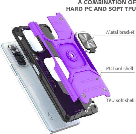 ZESTAW ETUI +2x FOLIA OCHRONNA XIAOMI REDMI NOTE 10 PRO/PRO MAX FIOLETOWE