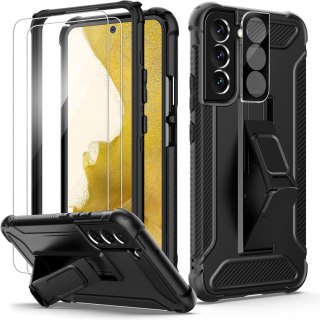 ZESTAW ETUI BUMPER SAMSUNG GALAXY S22 CZARNY +2x SZKŁO HARTOWANE SM-S9018