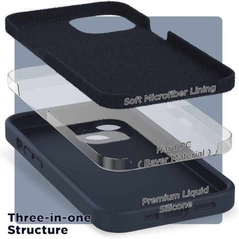 ZESTAW ETUI GRANATOWE +2x SZKŁO HARTOWANE APPLE IPHONE 14 A2882 A2649