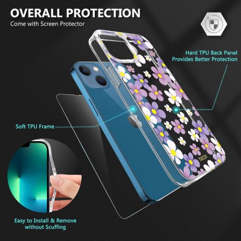 ZESTAW ETUI +SZKŁO HARTOWANE APPLE IPHONE 13 PRO KWIATKI A2482