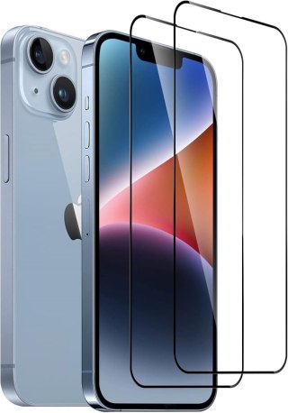 2x SZKŁO HARTOWANE 9H APPLE IPHONE 14 ODPORNE Z RAMKĄ A2882 A2649 A2884