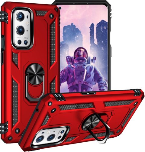 CZERWONE ETUI ONEPLUS 9 PRO PANCERCE UCHWYT PODSTAWKA LE2123 LE2120 LE2125