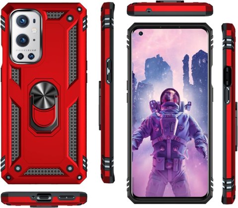 CZERWONE ETUI ONEPLUS 9 PRO PANCERCE UCHWYT PODSTAWKA LE2123 LE2120 LE2125