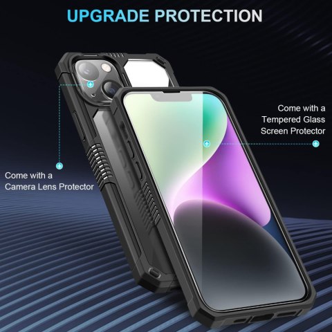 ETUI APPLE IPHONE 14 CZARNA RAMKA +SZKŁO HARTOWANE OCHRONA APARATU A2882