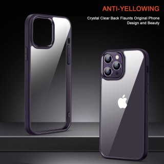 ETUI APPLE IPHONE 14 PRO SILIKONOWE FIOLETOWA RAMKA +SZKŁO HARTOWANE 9H