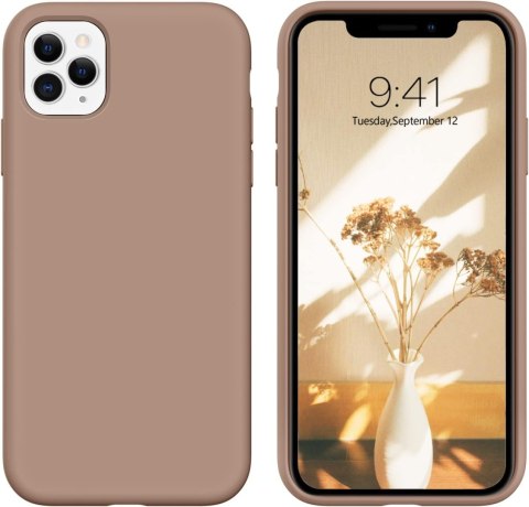 ETUI CASE APPLE IPHONE 11 PRO SILIKONOWE BRĄZOWE MOCNE A2160