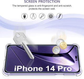 ETUI CASE APPLE IPHONE 14 PRO PRZEZROCZYSTE SILIKONOWE +3x SZKŁO HARTOWANE