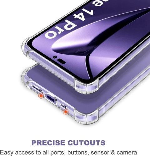 ETUI CASE APPLE IPHONE 14 PRO PRZEZROCZYSTE SILIKONOWE +3x SZKŁO HARTOWANE