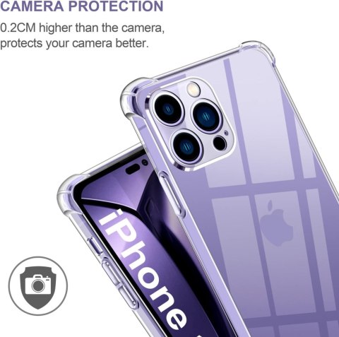 ETUI CASE APPLE IPHONE 14 PRO PRZEZROCZYSTE SILIKONOWE +3x SZKŁO HARTOWANE