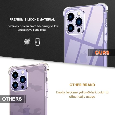 ETUI CASE APPLE IPHONE 14 PRO PRZEZROCZYSTE SILIKONOWE +3x SZKŁO HARTOWANE