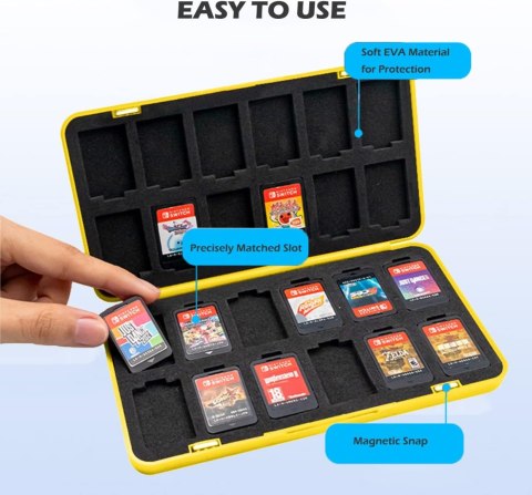 ETUI CASE ORGANIZER NA KARTY NINTENDO SWITCH OLED MICRO SD ŻÓŁTE E=MC2