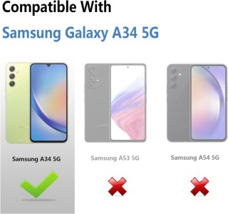 ETUI CASE SAMSUNG GALAXY A34 CZARNY ZŁOTA RAMKA +UCHWYT I SMYCZ