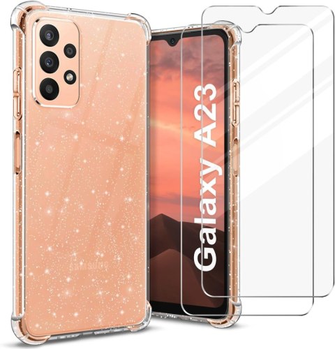 ETUI SILIKONOWE BROKATOWE SAMSUNG GALAXY A23 +2x SZKŁO HARTOWANE ‎SM-A236