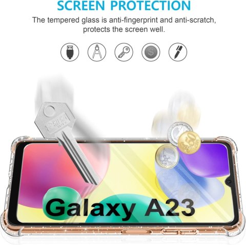 ETUI SILIKONOWE BROKATOWE SAMSUNG GALAXY A23 +2x SZKŁO HARTOWANE ‎SM-A236