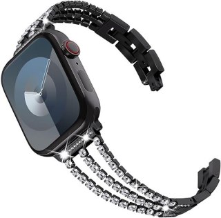 PASEK DO ZEGARKA APPLE WATCH 9/8/7/6/5/4/3/2/1 41/40/38mm CZARNY BŁYSK