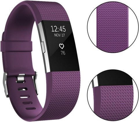 PASEK DO ZEGARKA FITBIT CHARGE 2 CIEMNY FIOLET TPU 165-228mm SZEROKOŚĆ 21mm