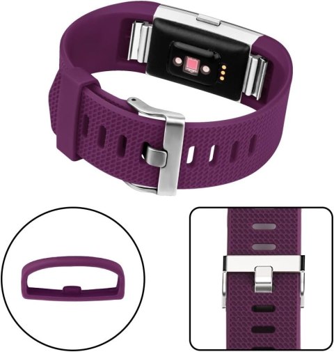 PASEK DO ZEGARKA FITBIT CHARGE 2 CIEMNY FIOLET TPU 165-228mm SZEROKOŚĆ 21mm