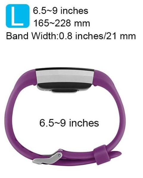 PASEK DO ZEGARKA FITBIT CHARGE 2 CIEMNY FIOLET TPU 165-228mm SZEROKOŚĆ 21mm