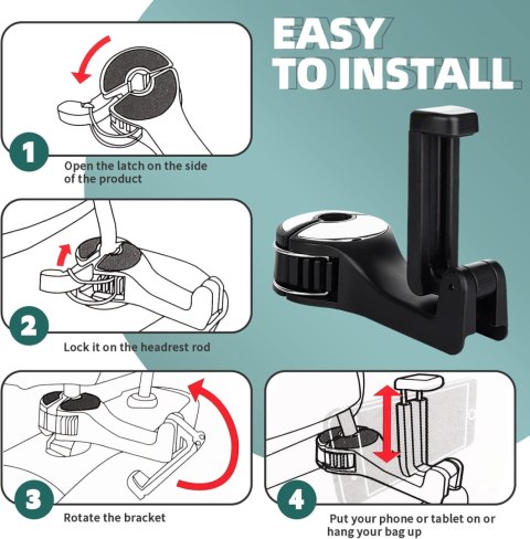 UCHWYT NA TELEFON ZA ZAGŁÓWEK ZESTAW 2 SZT OBROTOWY 360 UNIWERSALNY