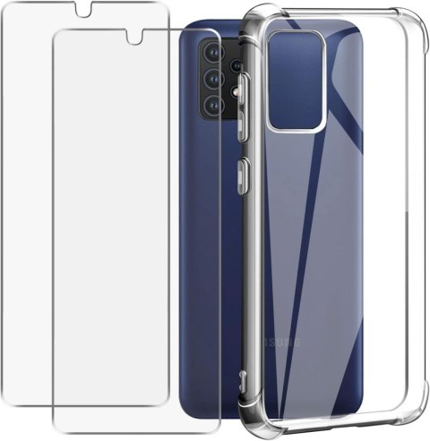 ETUI + 2x SZKŁO HARTOWANE SAMSUNG GALAXY A73 SILIKONOWE PRZEZROCZYSTE