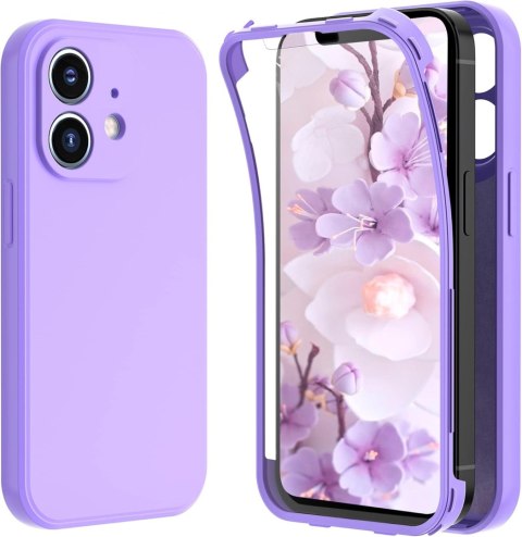 ETUI APPLE IPHONE 12 SILIKONOWE FIOLETOWE +OCHRONA EKRANU