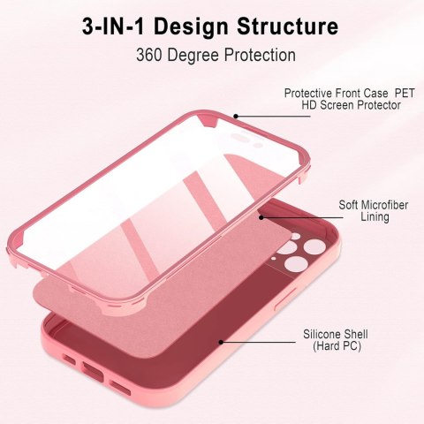 ETUI APPLE IPHONE 14 PRO SILIKONOWE RÓŻOWE +OCHRONA EKRANU