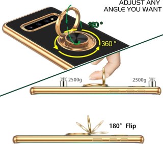 ETUI SILIKONOWE SAMSUNG GALAXY S10 CZARNE ZŁOTE+RING