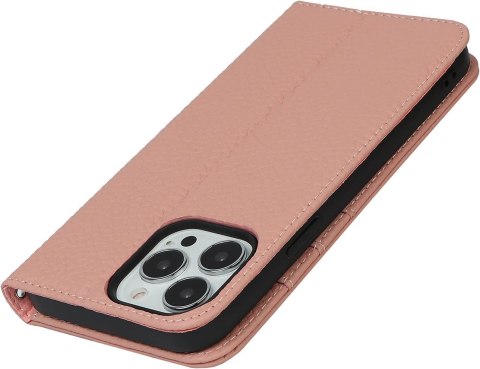 ETUI Z KLAPKĄ APPLE IPHONE 13 PRO RÓŻOWE EKOSKÓRA +MIEJSCE NA KARTY