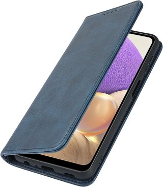 ETUI Z KLAPKĄ SAMSUNG GALAXY A32 EKOSKÓRA GRANATOWE MIEJSCE NA KARTY+OPASKA