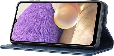 ETUI Z KLAPKĄ SAMSUNG GALAXY A32 EKOSKÓRA GRANATOWE MIEJSCE NA KARTY+OPASKA