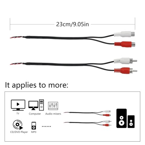 2X KABEL ROZGAŁĘŹNY Y AUDIO 2 WTYKI RCA KABEL STEREO