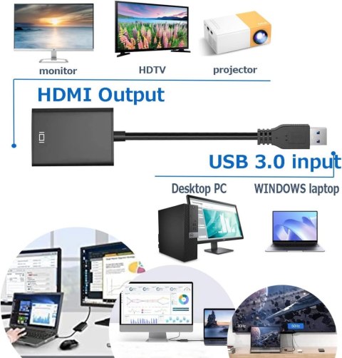 ADAPTER USB 3.0 2.0 NA HDMI KONWERTER KABLA GRAFICZNEGO