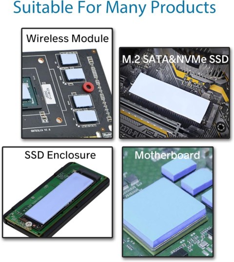 CHŁODZĄCA PODKŁADKA SILIKONOWA DO SSD CPU GPU LED IC 1,5 mm x 15szt NIEBIESKA