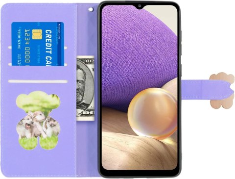 ETUI SAMSUNG GALAXY A32 5G Z KLAPKĄ ZAMYKANE FIOLETOWE MIŚ