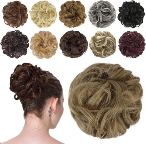 GUMKA DO WŁOSÓW Z WŁOSAMI TRESKA MESSY BUN DOCZEPIANY KOK BLOND