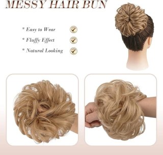 GUMKA DO WŁOSÓW Z WŁOSAMI TRESKA MESSY BUN DOCZEPIANY KOK CIEPŁY BLOND