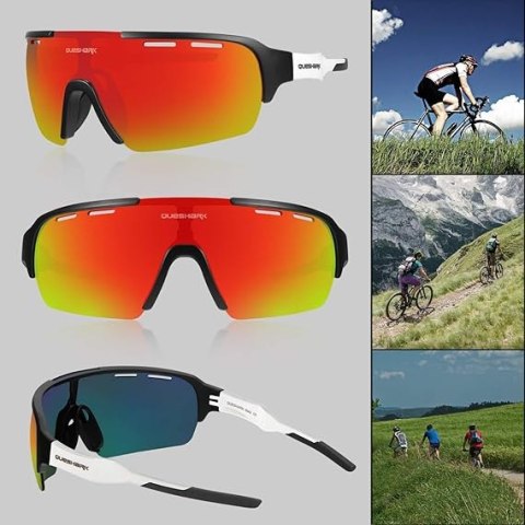 OKULARY ROWEROWE MTB SPOLARYZOWANE 3X LUSTRZANE SOCZEWKI HD