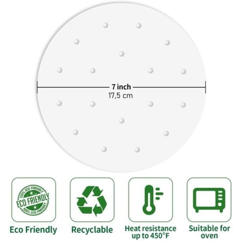 PAPIER DO PIECZENIA PERGAMINOWY DO FRYTOWNICY 17,5x17,5cm 7x7cali 100szt