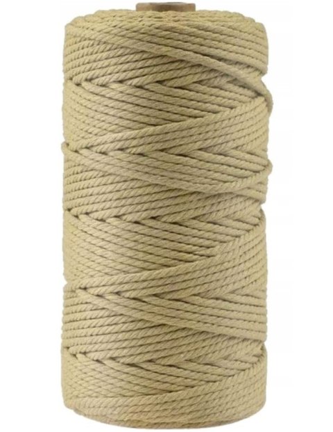 SZNUREK DO MAKRAMY BAWEŁNIANY KHAKI 3mm 100m PRZĘDZA DIY NATURALNY